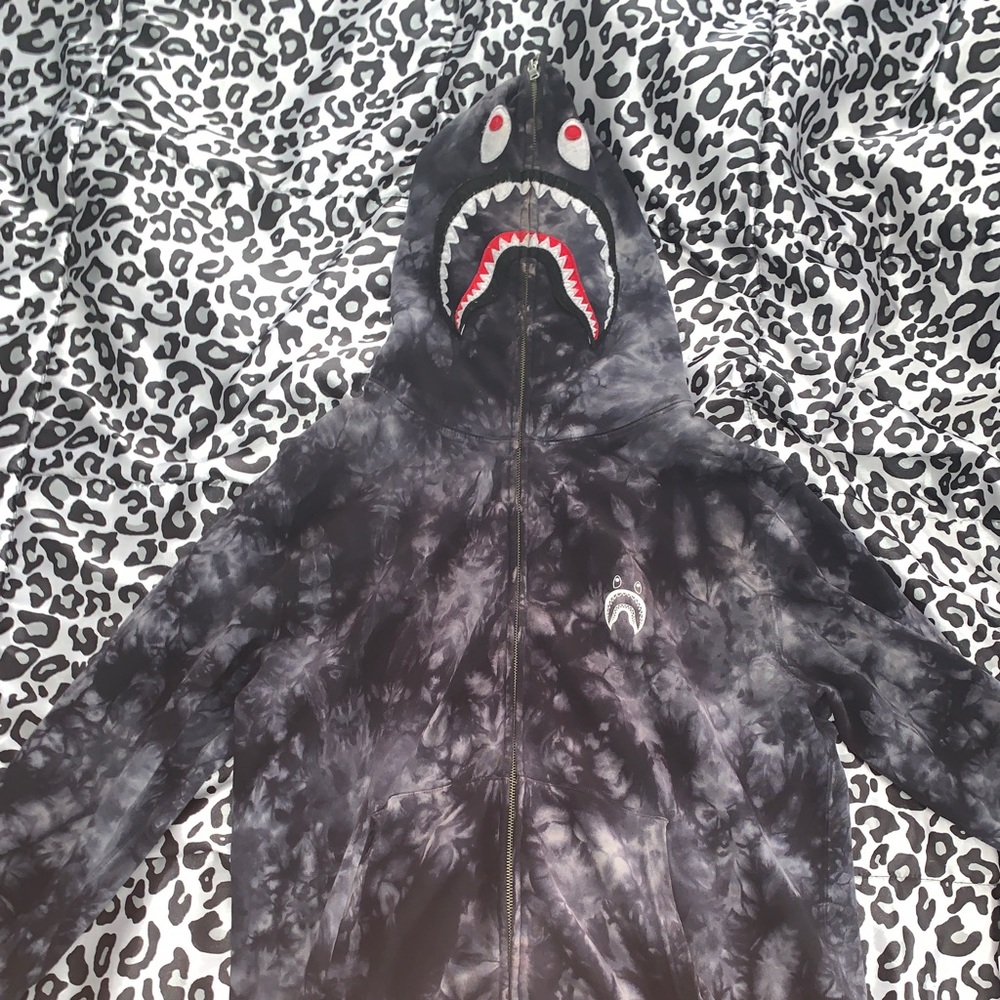Bape tie dye wide shark hoodie